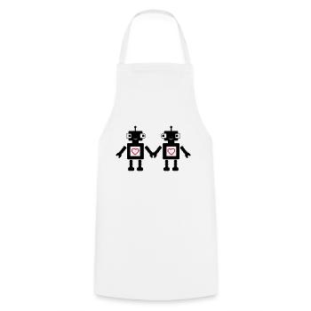 roboters_in_love_02 - Tablier de cuisine - blanc - Devant - AI Model Male 185 dark (185cm)
