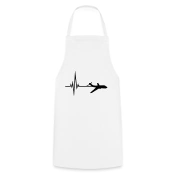 logo pulse frequency heartbeat line airplane airpl - Cooking Apron - white - Front - AI Model Male 185 dark (185cm)
