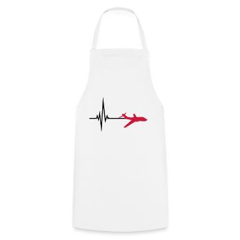 logo pulse frequency heartbeat line airplane airpl - Cooking Apron - white - Front - AI Model Male 185 dark (185cm)