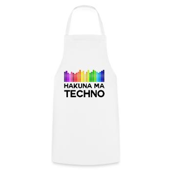 Hakuna Ma Techno Musique disco - Tablier de cuisine - blanc - Devant - AI Model Male 185 dark (185cm)