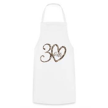 Leopard Print Bonjour 30 Design pour l’amoureux des animaux - Tablier de cuisine - blanc - Devant - AI Model Male 185 dark (185cm)