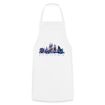 Skyline Barcelona by The Manzanita´s - Kochschürze - Weiß - Vorne - AI Model Male 185 dark (185cm)