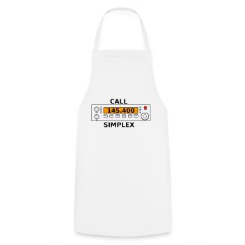 Radio call 145.400Mhz ham radio - Cooking Apron - white - Front - AI Model Male 185 dark (185cm)