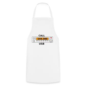 Funkruf 144.300 Mhz Amateurfunk - Kochschürze - Weiß - Vorne - AI Model Male 185 dark (185cm)