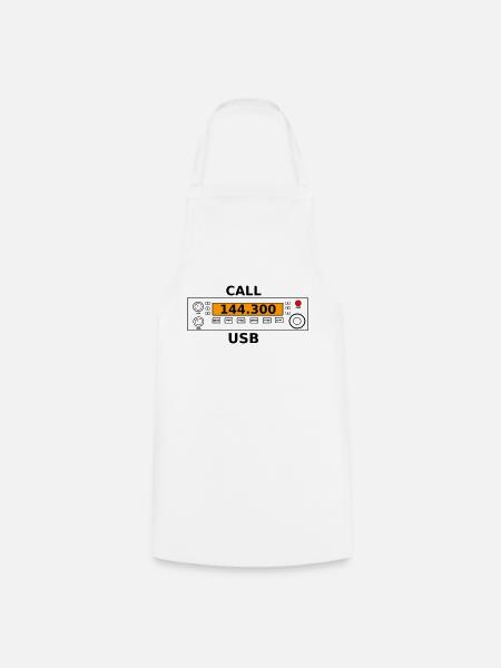 Appel radio 144.300 Mhz radio amateur - Tablier de cuisine - blanc
