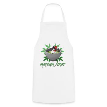 Asiatisches Japanischer Tee Matcha Tea I Geschenk - Kochschürze - Weiß - Vorne - AI Model Male 185 dark (185cm)
