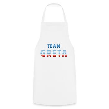 Team Greta | Warming Stripes - Kochschürze - Weiß - Vorne - AI Model Male 185 dark (185cm)