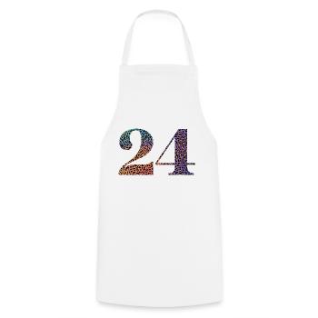 24e anniversaire léopard - Tablier de cuisine - blanc - Devant - AI Model Male 185 dark (185cm)