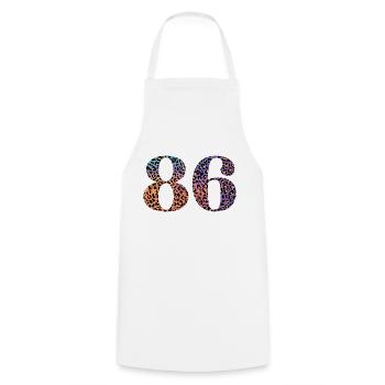 86e anniversaire léopard - Tablier de cuisine - blanc - Devant - AI Model Male 185 dark (185cm)