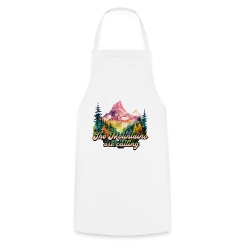 The Mountains Are Calling Berge Bergsteiger Natur - Kochschürze - Weiß - Vorne - AI Model Male 185 dark (185cm)