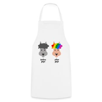 Cadeau de Lama Yoga - Tablier de cuisine - blanc - Devant - AI Model Male 185 dark (185cm)