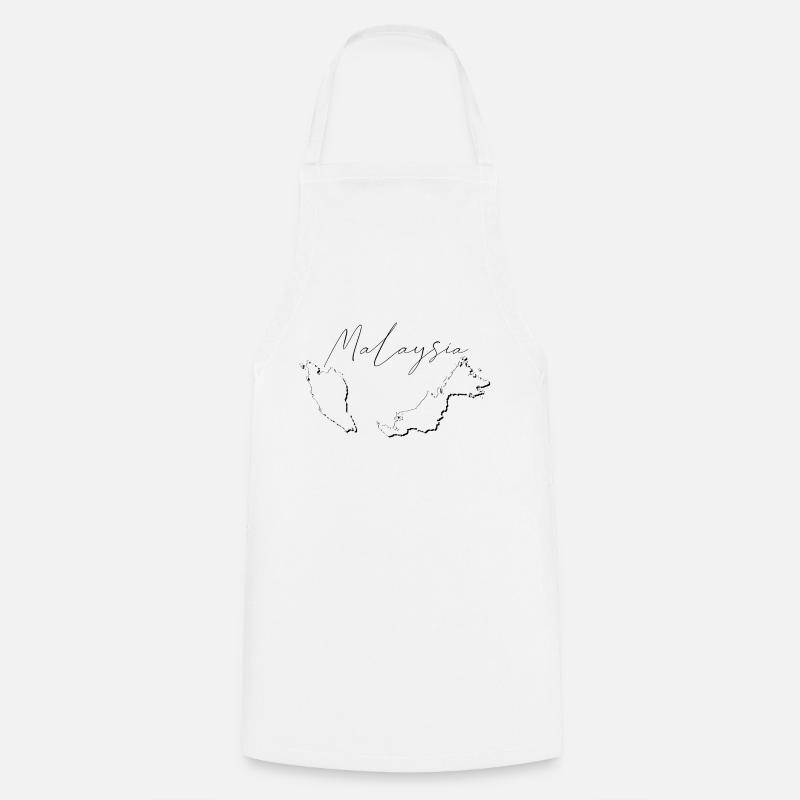 Malaysia map as outline EN - Cooking Apron - white