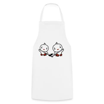 2 Birds Playing Hockey Sport Puck Two Stick - Cooking Apron - white - Front - AI Model Male 185 dark (185cm)