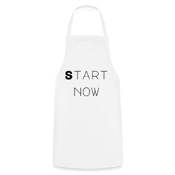 Start Now – Motivational Quote for Action - Cooking Apron - white - Front - AI Model Male 185 dark (185cm)