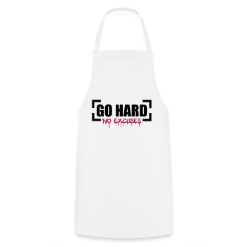 Go Hard No Excuses - Cooking Apron - white - Front - AI Model Male 185 dark (185cm)