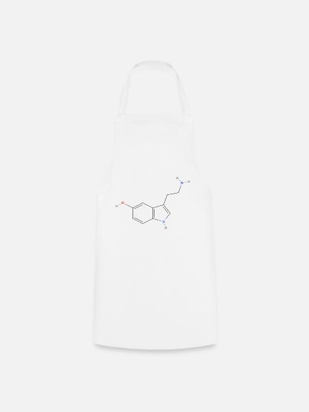Serotonin-Molekül - Farbige Strukturformel - Kochschürze - Weiß