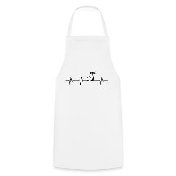 Cat ECG Heartbeat Heartbeat Cat - Cooking Apron - white - Front - AI Model Male 185 dark (185cm)