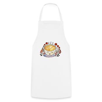 Happy Coffee Cup - Kochschürze - Weiß - Vorne - AI Model Male 185 dark (185cm)