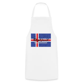 Reykjavik - Hauptstadt mit GPS & Flagge - Kochschürze - Weiß - Vorne - AI Model Male 185 dark (185cm)