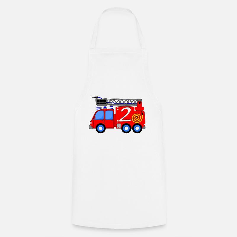 Camion de pompiers 2 enfants d’anniversaire - Tablier de cuisine - blanc