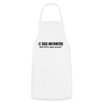Infirmière super pouvoir humour infirmiere cadeau - Tablier de cuisine - blanc - Devant - AI Model Male 185 dark (185cm)