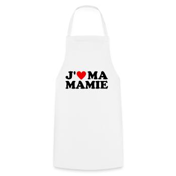 J' aime ma mamie cadeau grand-mère coeur rouge - Tablier de cuisine - blanc - Devant - AI Model Male 185 dark (185cm)