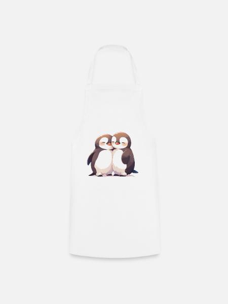 Pinguin Herz Liebe Süß Umarmung Pinguinliebe - Kochschürze - Weiß