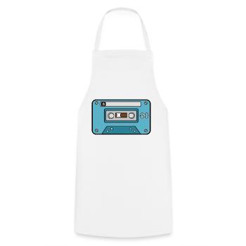 60er Musikkassette - Kochschürze - Weiß - Vorne - AI Model Male 185 dark (185cm)