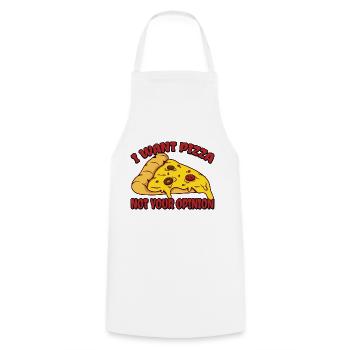 Je veux de la pizza, pas votre opinion 3 - Tablier de cuisine - blanc - Devant - AI Model Male 185 dark (185cm)