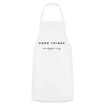 Good things coming your way - Cooking Apron - white - Front - AI Model Male 185 dark (185cm)