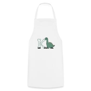 Letter K - Cooking Apron - white - Front - AI Model Male 185 dark (185cm)