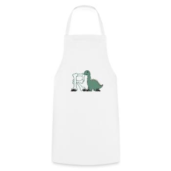 Letter R - Cooking Apron - white - Front - AI Model Male 185 dark (185cm)