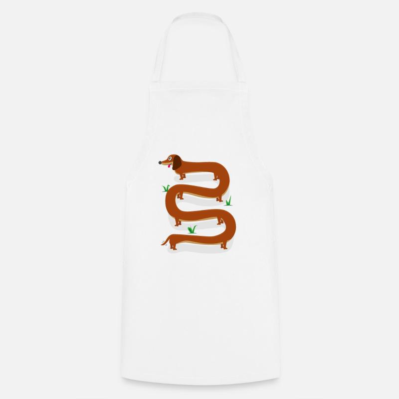 Chien saucisse long - Teckel - Tablier de cuisine - blanc
