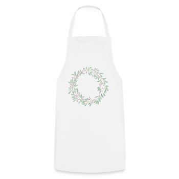 Floral wreath, customisable - Cooking Apron - white - Front - AI Model Male 185 dark (185cm)