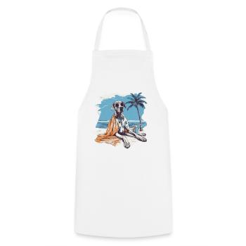 Dogue allemand avec des lunettes de soleil à la plage - Tablier de cuisine - blanc - Devant - AI Model Male 185 dark (185cm)