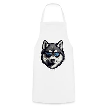 Husky mit Sonnenbrille - Kochschürze - Weiß - Vorne - AI Model Male 185 dark (185cm)