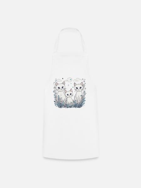 Weiße Katzen - Kochschürze - Weiß