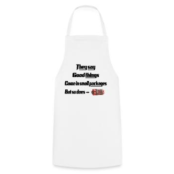 somethings come in small packages - Cooking Apron - white - Front - AI Model Male 185 dark (185cm)