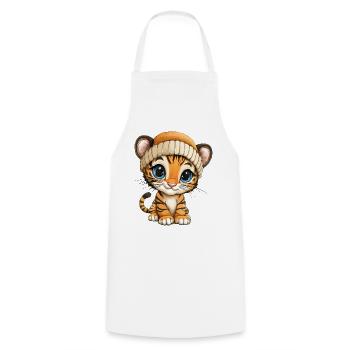 Tiger Süß Niedlich Baby Kinder Tier Cartoon - Kochschürze - Weiß - Vorne - AI Model Male 185 dark (185cm)