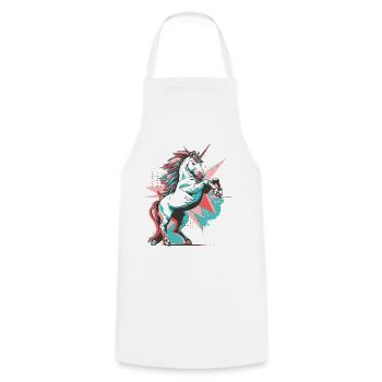 Licorne Pop Art Coloré Magie Fantaisie Conte de fées Magie - Tablier de cuisine - blanc - Devant - AI Model Male 185 dark (185cm)