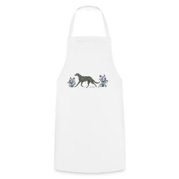 Deerhound und Disteln - Kochschürze - Weiß - Vorne - AI Model Male 185 dark (185cm)