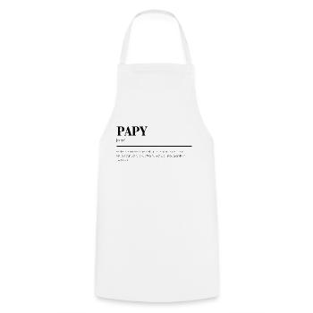 Papy: Définition Fun - Cadeau Idéal - Tablier de cuisine - blanc - Devant - AI Model Male 185 dark (185cm)