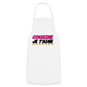 COUSINE JE t'aime - Tablier de cuisine - blanc - Devant - AI Model Male 185 dark (185cm)