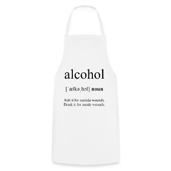 Alcohol (Alkohol) Definition Dictionary - Kochschürze - Weiß - Vorne - AI Model Male 185 dark (185cm)