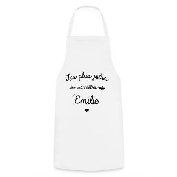 Les plus jolies prenom emilie - Tablier de cuisine - blanc - Devant - AI Model Male 185 dark (185cm)