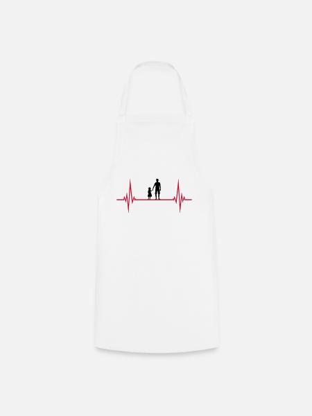 pouls cardiaque papa père et fille va - Tablier de cuisine - blanc