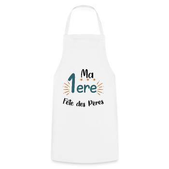Papa - Première fête des pères - Tablier de cuisine - blanc - Devant - AI Model Male 185 dark (185cm)