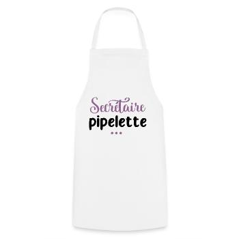Secrétaire pipelette. Cadeau secretaire. - Tablier de cuisine - blanc - Devant - AI Model Male 185 dark (185cm)