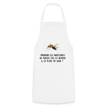 pourquoi les moustiques ne sucent pas la graisse - Tablier de cuisine - blanc - Devant - AI Model Male 185 dark (185cm)