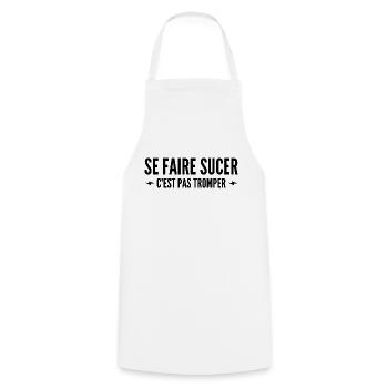 se faire sucer c est pas tromper / humour homme - Tablier de cuisine - blanc - Devant - AI Model Male 185 dark (185cm)